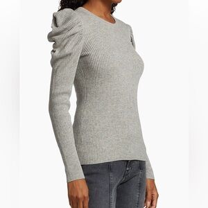 7 For All Mankind WOOL CASHMERE Rib-Knit Puff Shoulder Sweater SMALL NWOT Chic